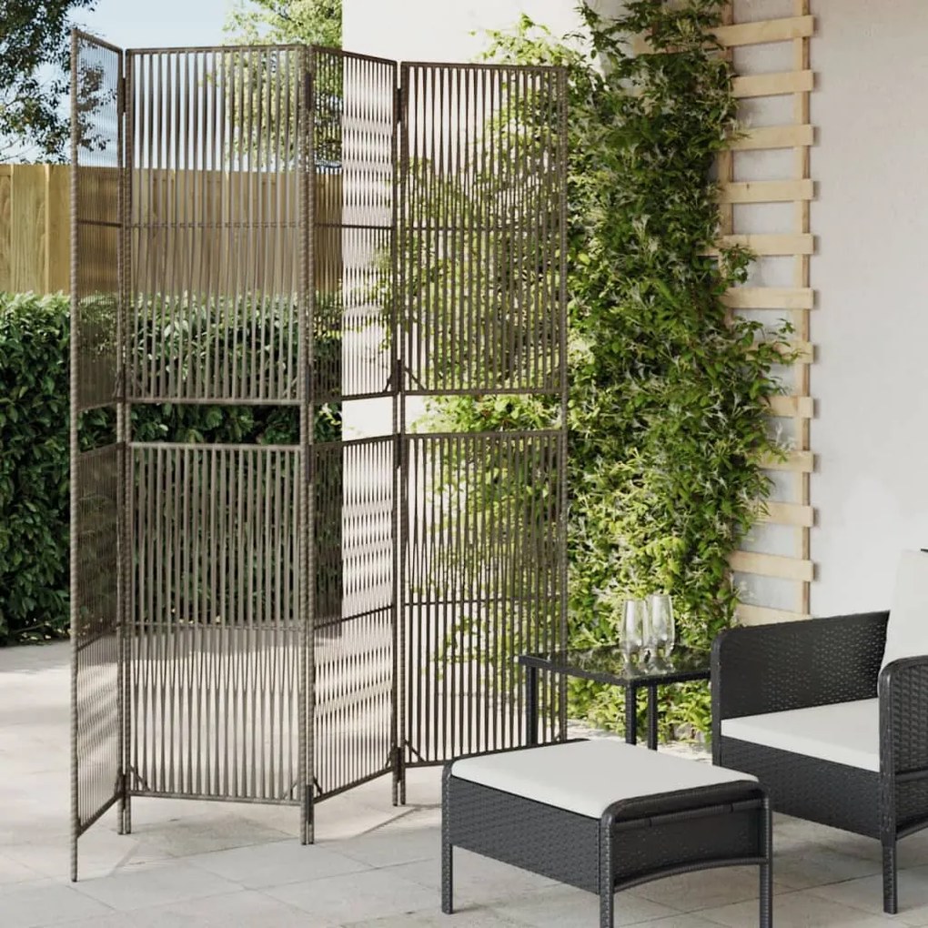 Divisorio Per Ambienti A 4 Pannelli Grigio İn Polyrattan /