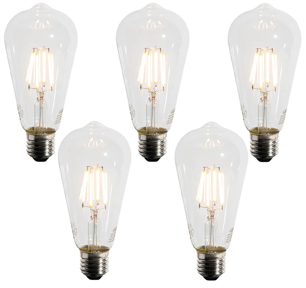 Set di 5 lampadine LED E27 ST64 con sensore crepuscolare 4W 400 lm 2200K
