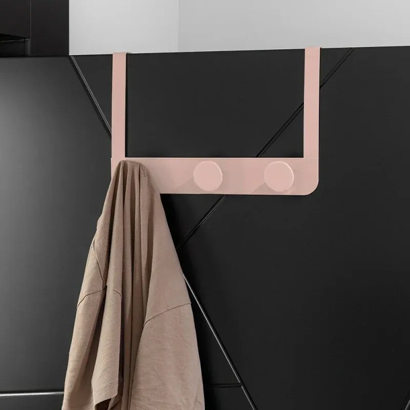 Gancio bagno triplo in acciaio e plastica rosa tondo Fiore