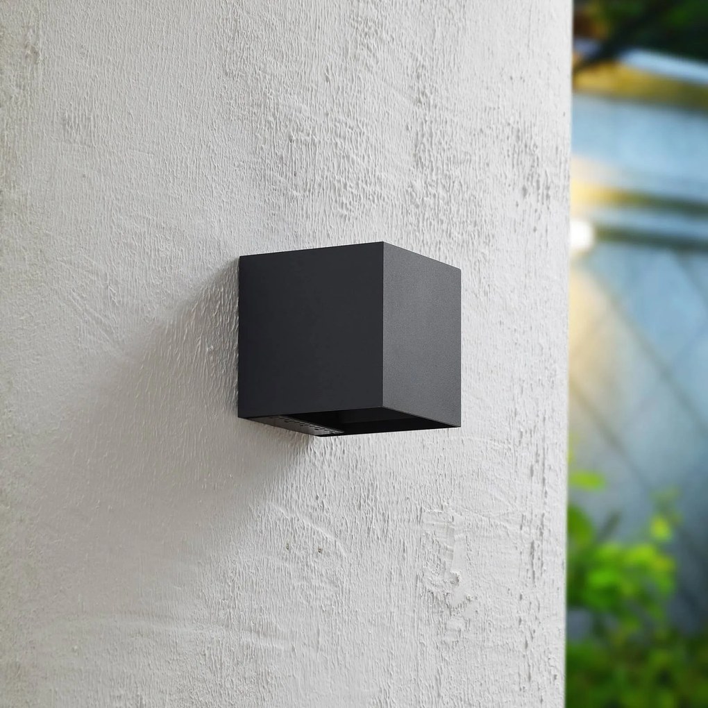 Prios LED lampada solare da parete Lius, altezza 15 cm, sensore di movimento Lius PRIOS, Nero, Alluminio, Moderno