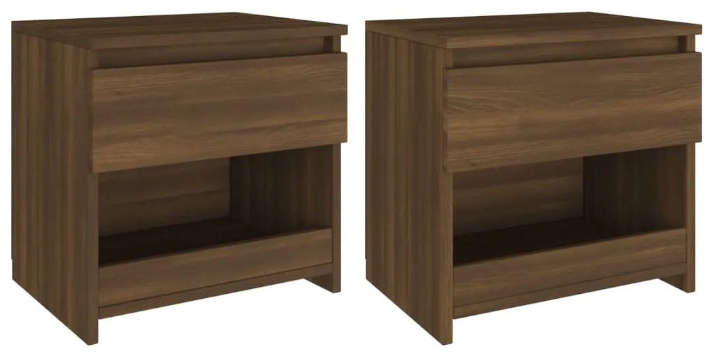 Comodini Rovere Marrone 2pz 40x30x39 Cm Legno Ingegnerizzato /