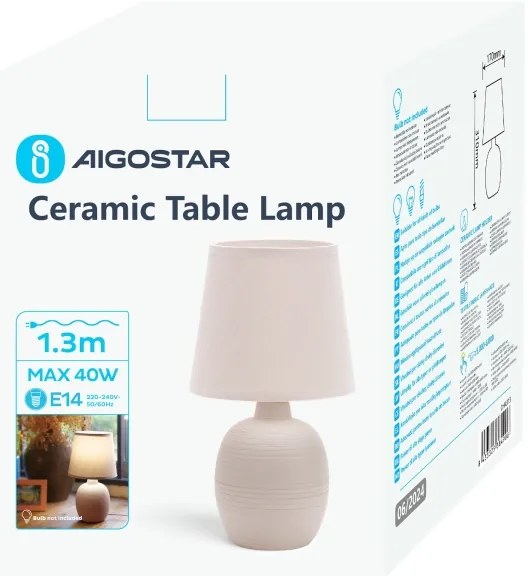 Aigostar - Lampada da tavolo 1xE14/40W/230V beige
