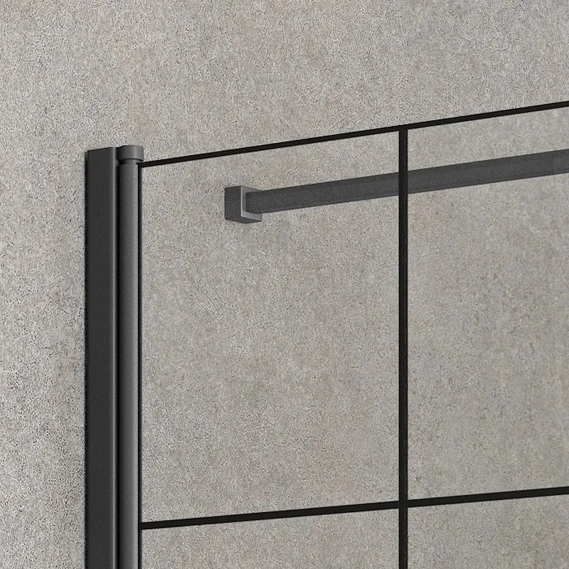 Box doccia angolo 90x90 telaio nero anta battente NICO-3500 - KAMALU