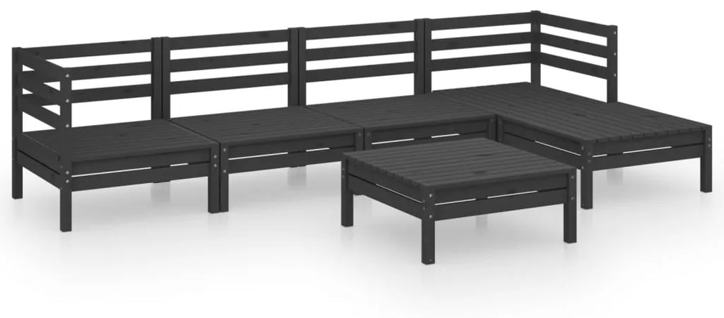 Set Salotto da Giardino 6 pz in Legno Massello di Pino Nero