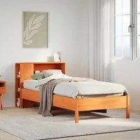 Letto Libreria senza Materasso Marrone Cera 90x200 cm in Pino 3322851