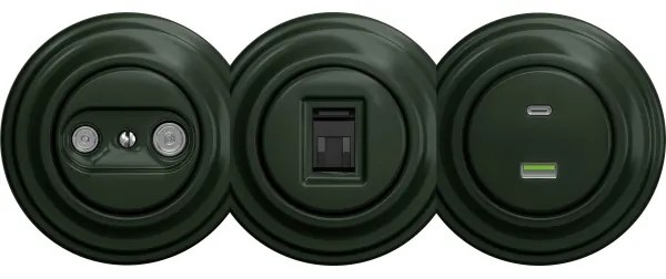 Kliklap - Presa di corrente d'epoca TV+R (continuous) senza cornice verde