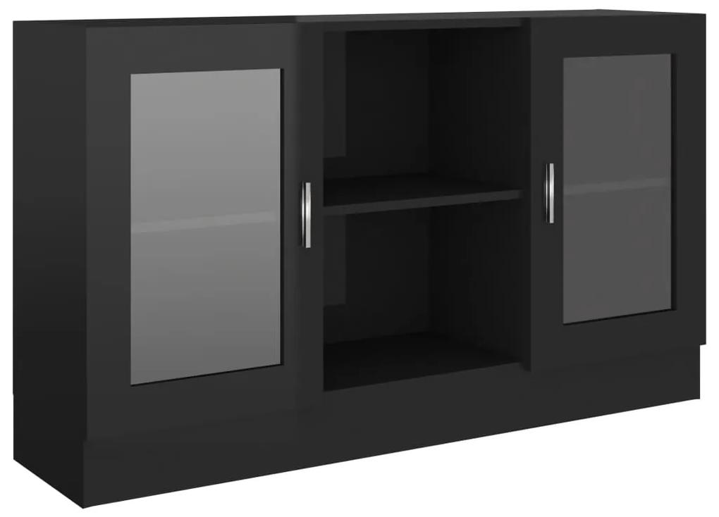 Armadietto con vetrina nero lucido 120x30,5x70 cm truciolato