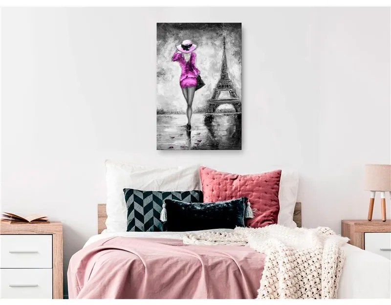 Quadro Parisian Woman (1 Part) Vertical Pink  Colore Rosa, Dimensioni e Misure 40x60