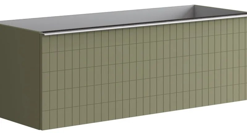 Mobile da bagno sotto lavabo Pixel grid verde salvia e maniglia alluminio brillante laccato L 120 x H 40 x P 45.5 cm 2 cassetti, lavabo non incluso