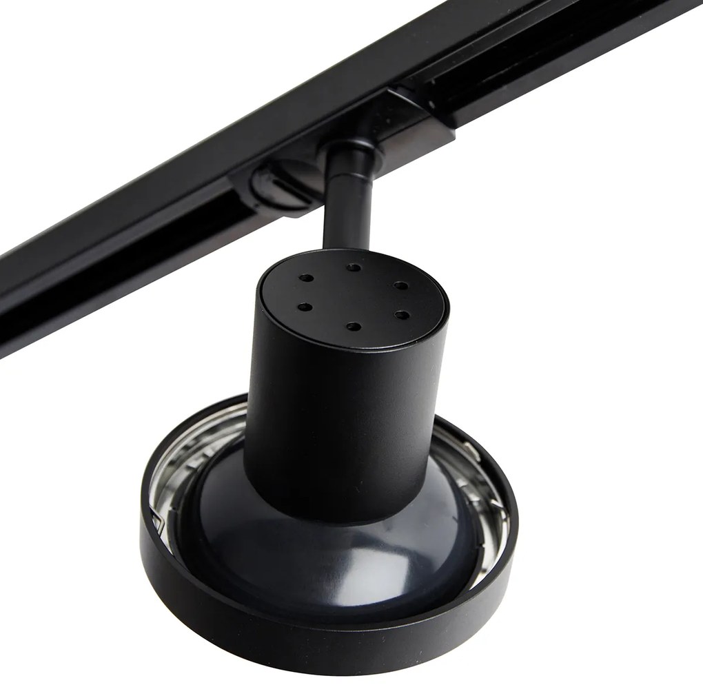 Sistema di illuminazione su binario moderno con 4 faretti neri monofase 200 cm - Iconic Jeany