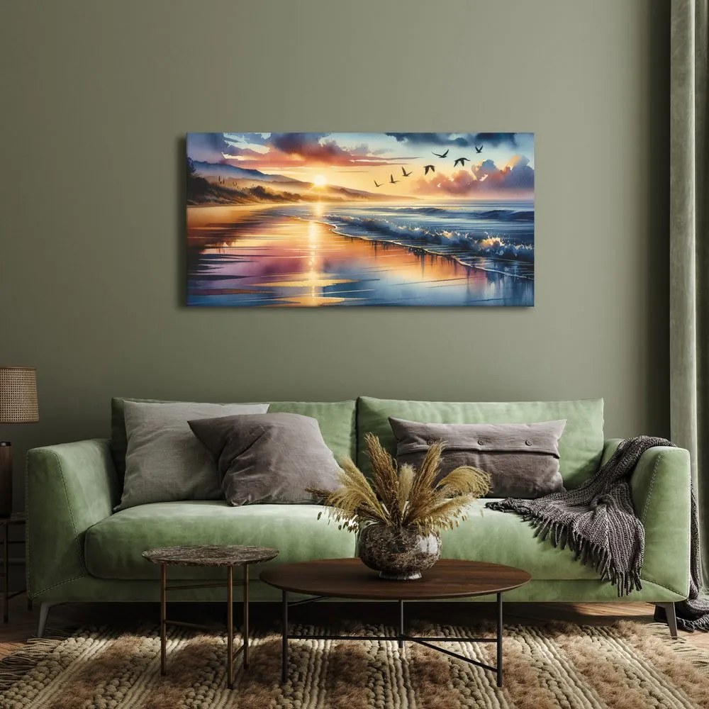Quadro su tela – Spiaggia tranquilla al tramonto