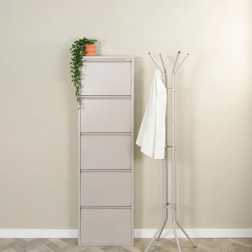 Scarpiera grigio tortora in metallo con ante ribaltabili 50x169x15 cm Billy – Spinder Design