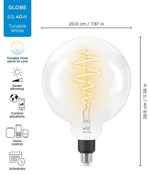 Lampadina LED Dimmerabile G200 E27/6,5W/230V 2700-6500K CRI 90 Wi-Fi - WiZ