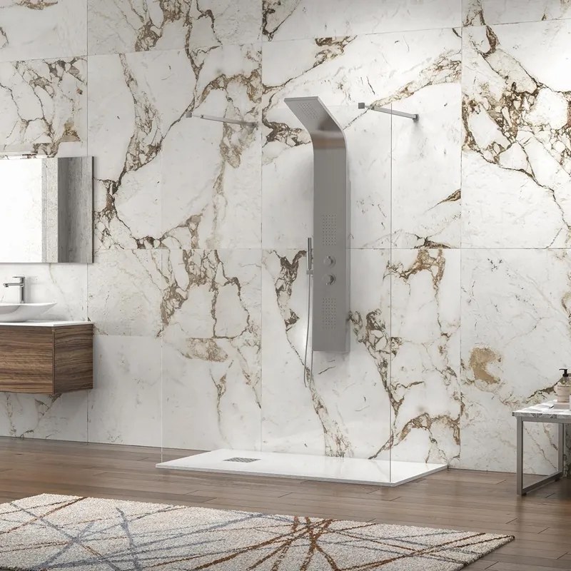 Kamalu - Parete doccia walk in 120 cm vetro 8mm trasparente KW3000