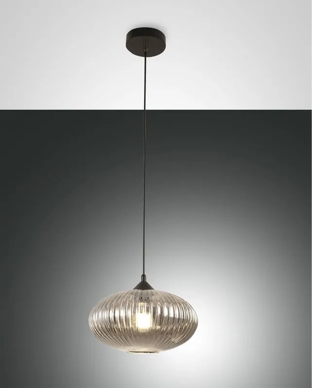 Lampadario Glamour Fiordaliso nero paralume fumo E27 LA MIA LUCE