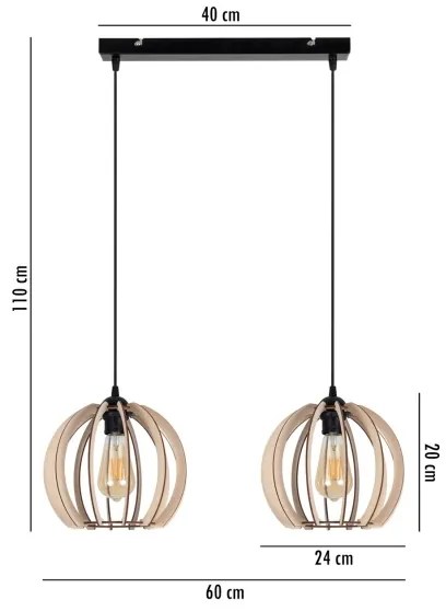 Lampadario su filo DORO 2xE27/60W/230V