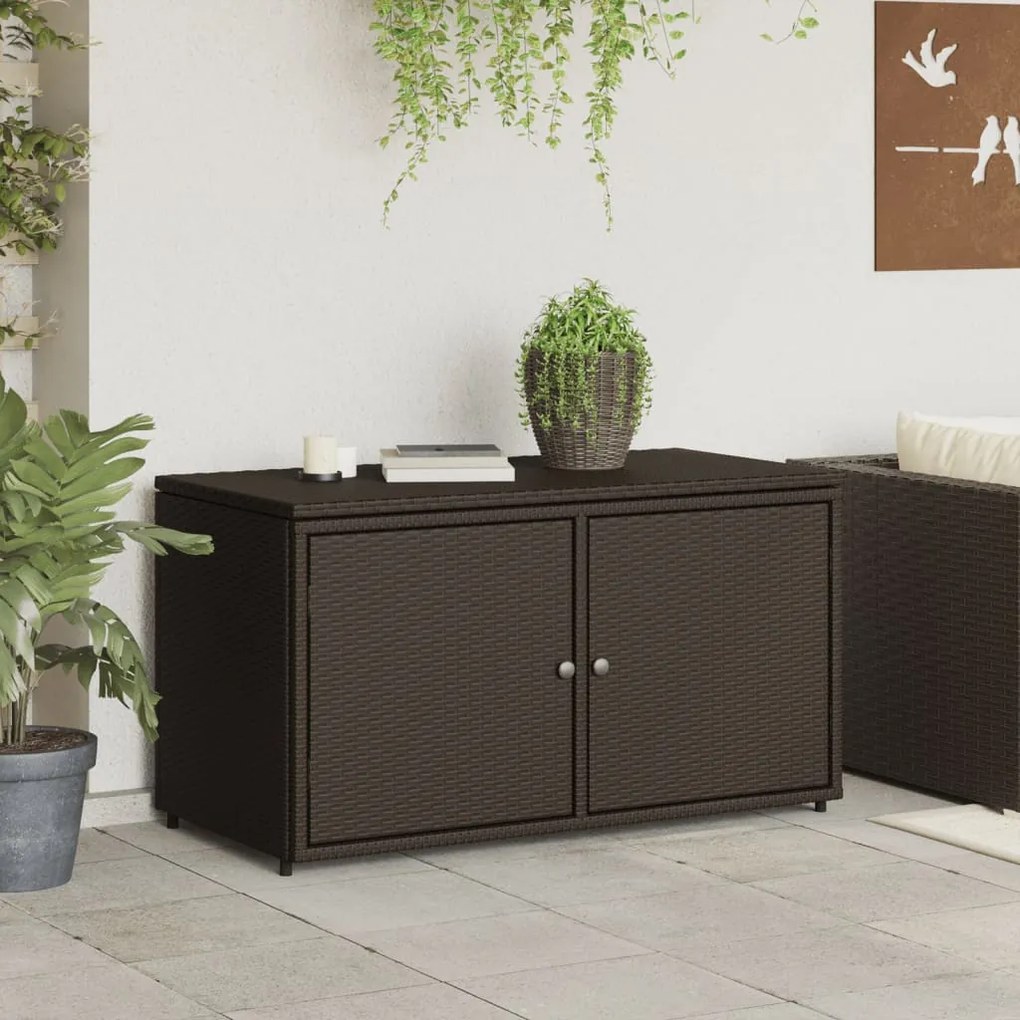 Armadietto portaoggetti giardino marrone 110x55x60,5 polyrattan