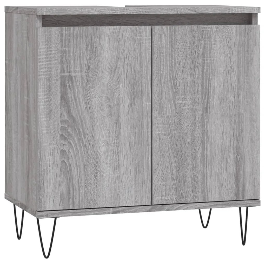 Set mobili da bagno 3 pz grigio sonoma in legno multistrato