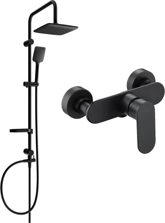 Mexen Sven set doccia esterno con soffione e miscelatore doccia Milo, nero - 71340262-70