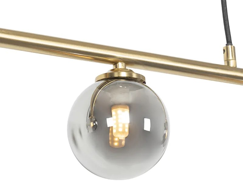 Lampada a sospensione moderna oro 100 cm 5 luci con vetro fumé - Athenas