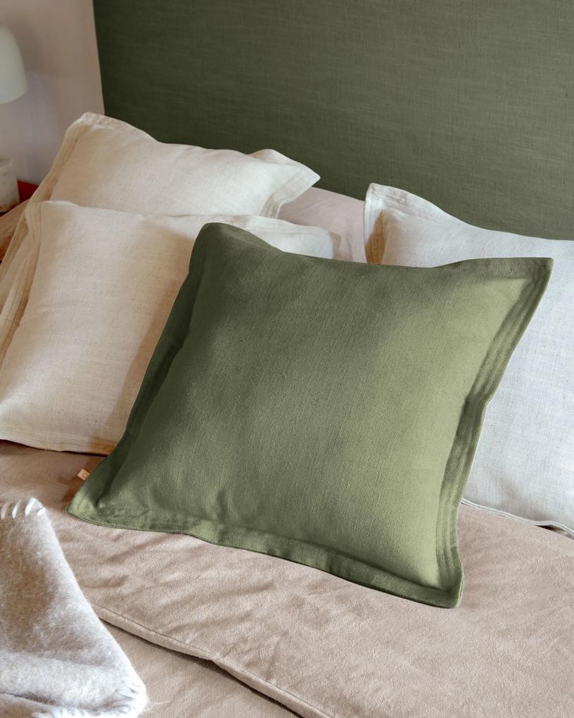 Kave Home - Testiera sfoderabile Tanit in lino verde per letto da 160 cm