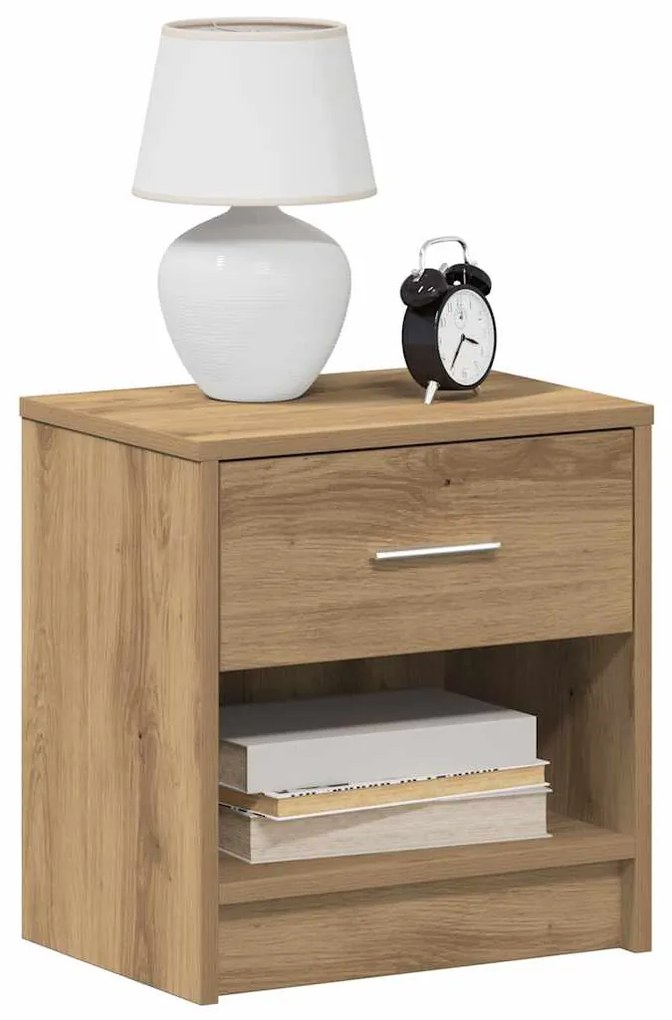 Comodino Con Cassetto Rovere Artigianale 39x28x41 Cm /
