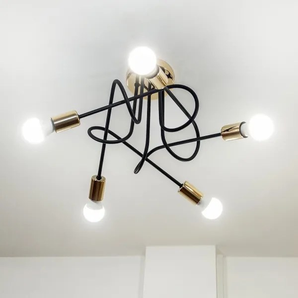 Lampadario a plafone OXFORD 5xE27/15W/230V oro/nero