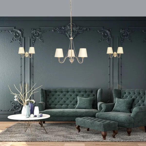 Lampadario a sospensione con catena MALBO 3xE27/15W/230V beige