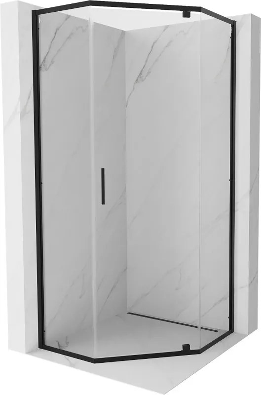 Mexen Exo cabina doccia pentagonale 90 x 90 cm, trasparente, nera - 812-090-090-70-00