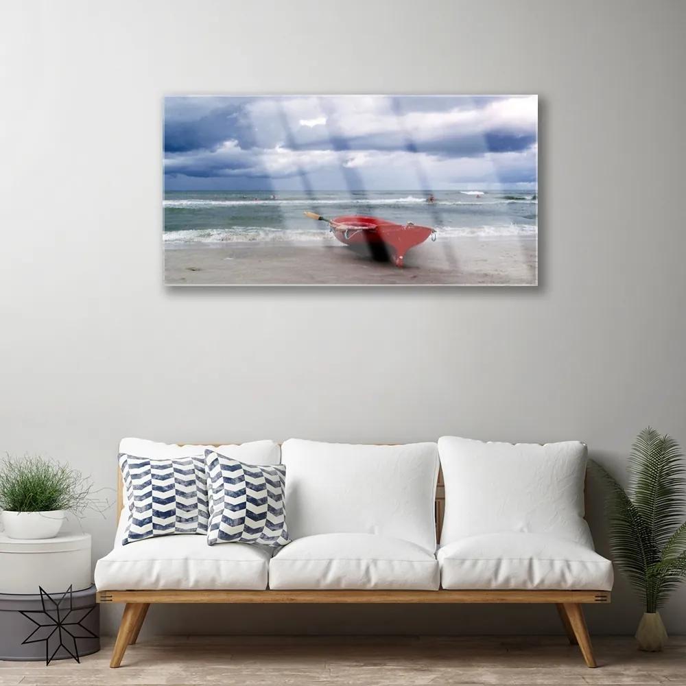 Quadro vetro acrilico Barca, Spiaggia, Mare, Paesaggio 100x50 cm