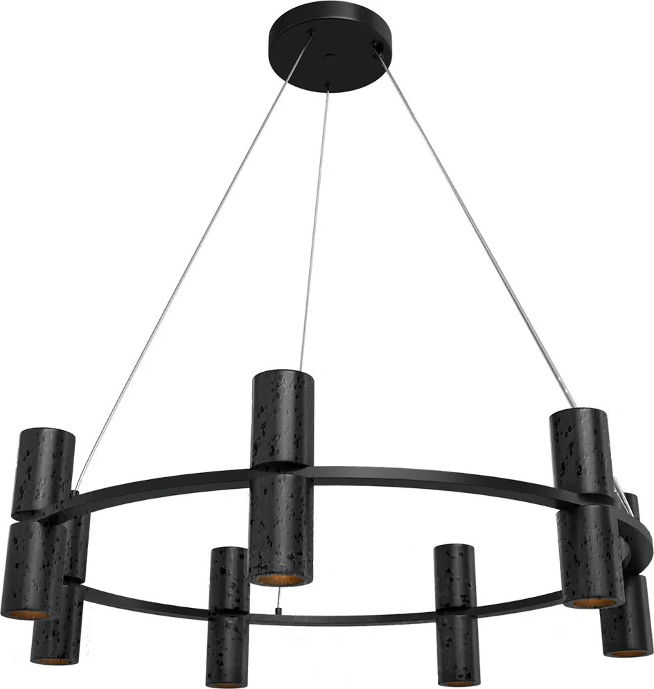 Lampadario Circolare a Sospensione 14xGU11 in Pietra Nera