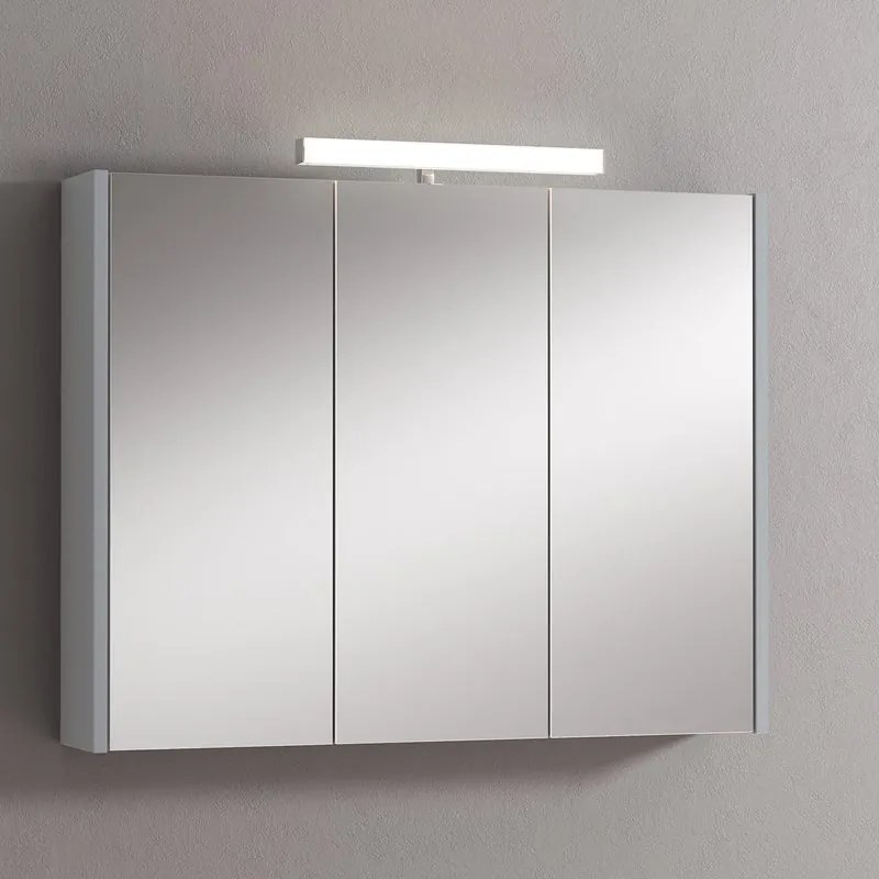 Pensile con luce Akira laccato lucido grigio chiaro L 90 x H 70 x P 15.5 cm