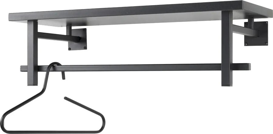 Attaccapanni da parete nero in metallo con scaffale 76 cm Simplon – Spinder Design