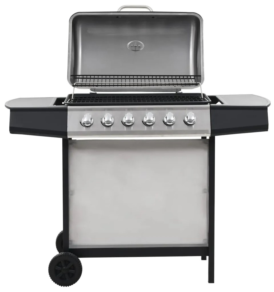 Barbecue Griglia A Gas 6 Fornelli Acciaio Inossidabile Argento /