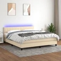 Letto a Molle con Materasso e LED Crema 160x200 cm in Tessuto cod mxl 35742