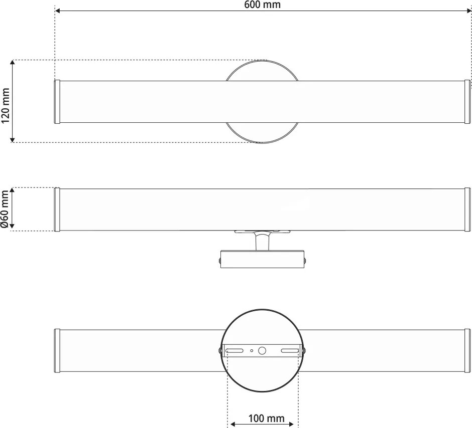 Lampada LED da Specchio 60cm 15W Cilindrica IP54 - da Muro Colore Bianco Naturale 4.000K