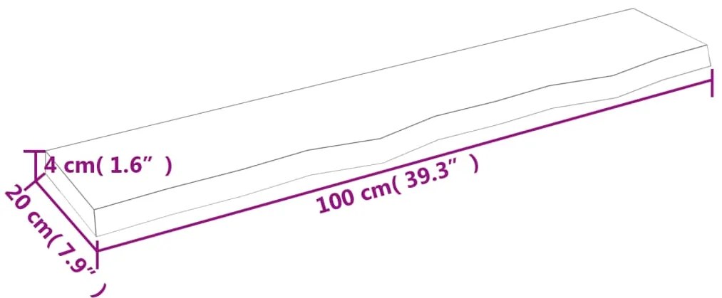 Ripiano a parete 100x20x4 cm legno massello rovere non trattato