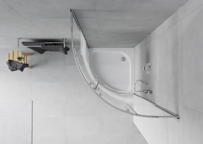 Mexen Rio cabina doccia semicircolare 70 x 70 cm, fasce bianche, cromo + piatto, bianco - 863-070-070-01-20-4710