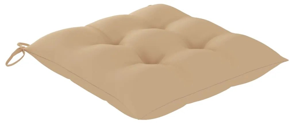 Sedie da giardino con cuscini beige 3 pz massello di teak