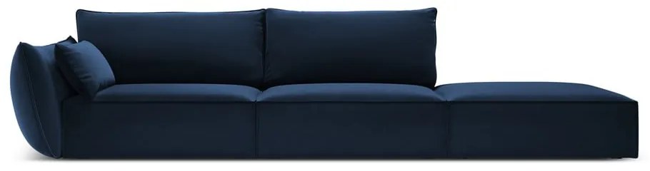 Divano blu scuro con penisola a sinistra con rivestimento in velluto 264 cm Vanda – Mazzini Sofas