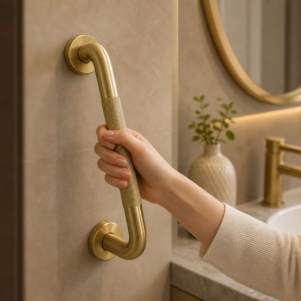Maniglione da bagno dritto Brush Gold