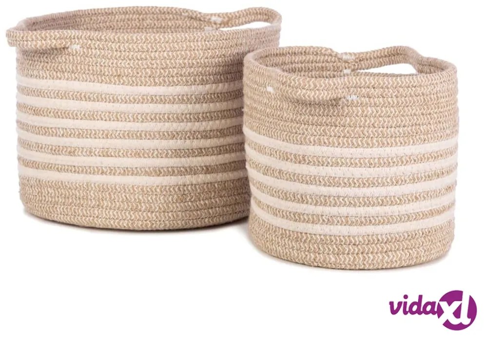 KidsDepot Set di Cesti 2 pz Eran Corda di Cotone Beige