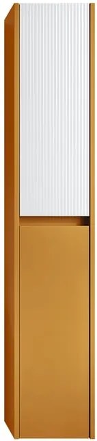 Colonna per mobile bagno Niwa 2 ante P 27 x L 30 x H 160 cm laccato opaco senape con vetro bianco cannettato