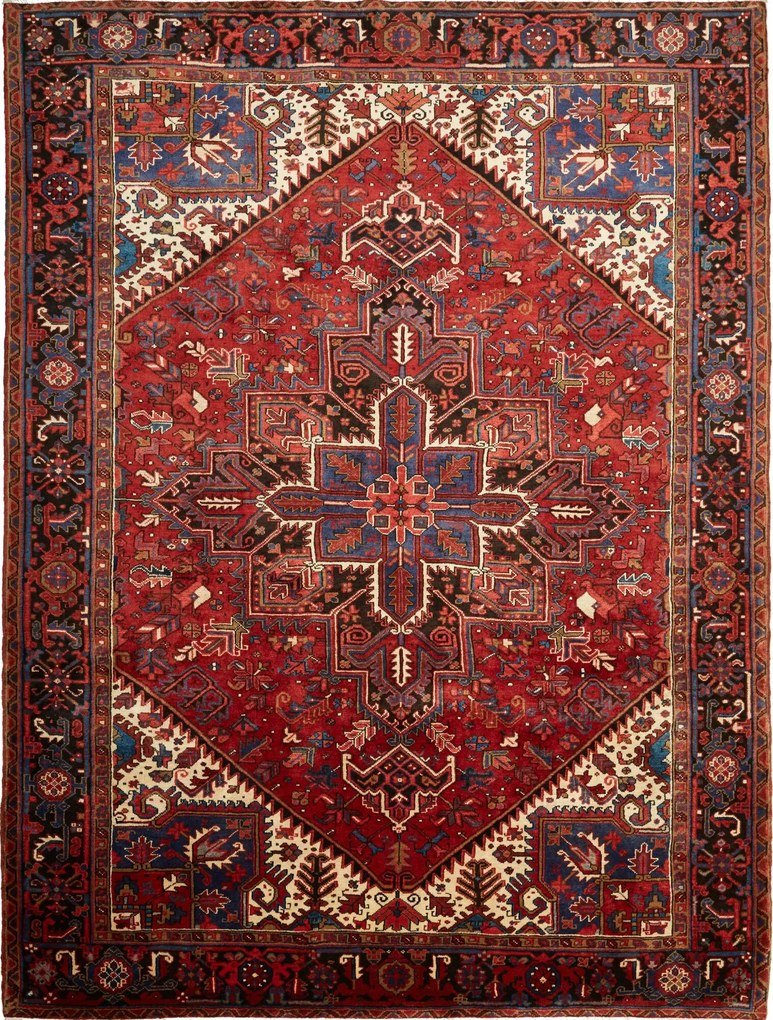 Heriz Tappeto 330 x 250 Rosso (Iran) Annodato A Mano
