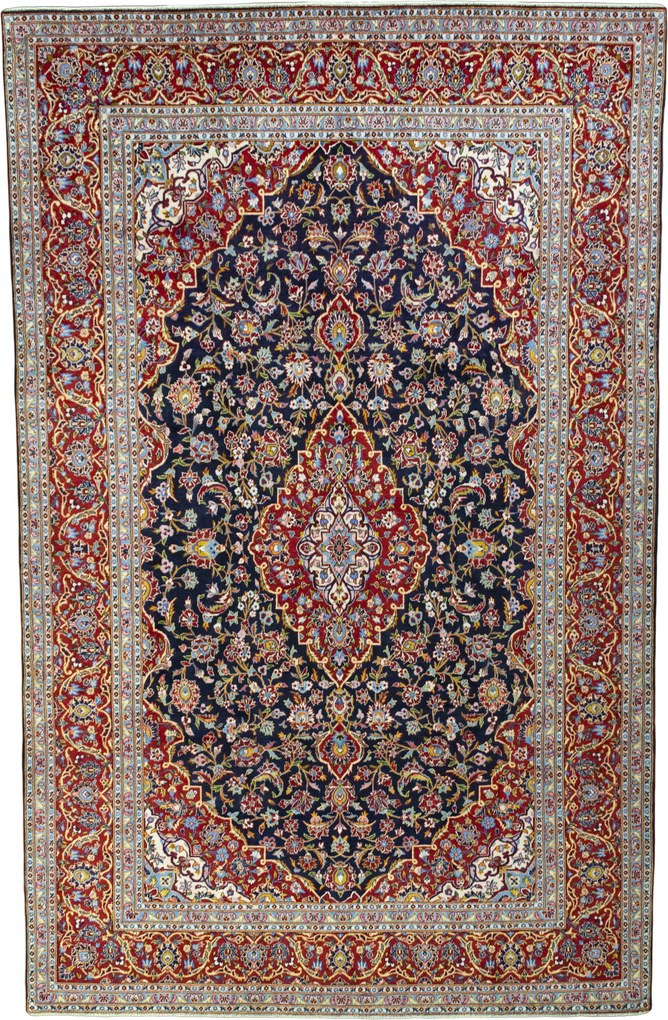 Kashan Tappeto persiano 390 x 250 Blu (Iran) Annodato A Mano