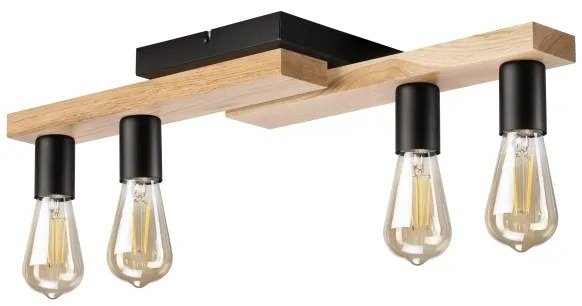 Lampadario a plafone MATTE 4xE27/15W/230V nero/quercia