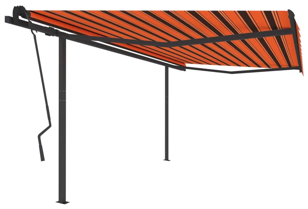 Tenda Retrattile Automatica con Pali 4,5x3,5 m Arancio Marrone