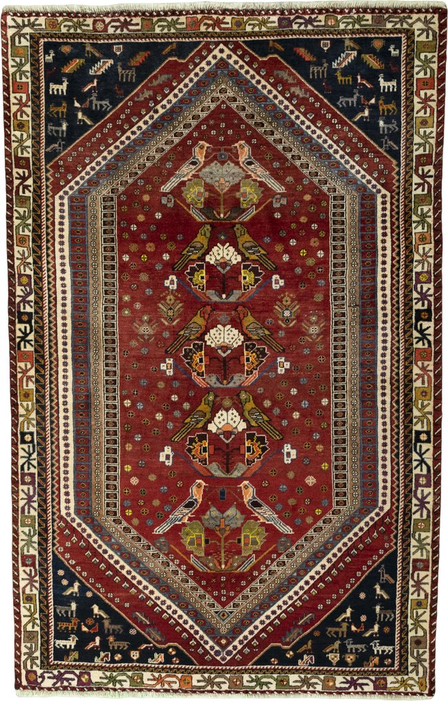 Shiraz Tappeto persiano 240 x 150 Rosso (Iran) Annodato A Mano