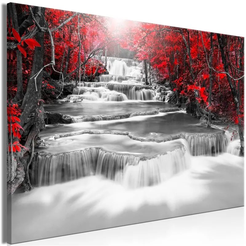 Quadro Cascade of Thoughts (1 Part) Wide Red  Colore Rosso, Dimensioni e Misure 120x80