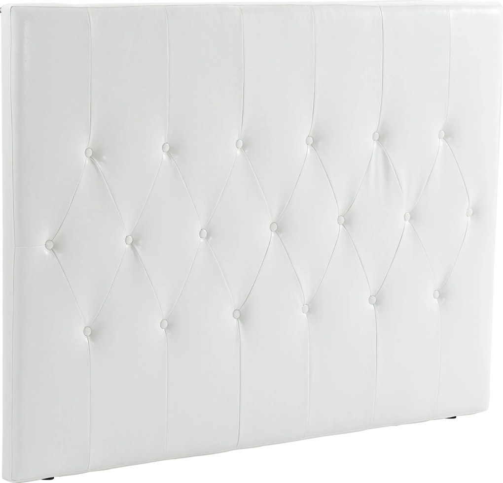 Testiera Letto Matrimoniale Imbottita Design a Bottoni 160x7x120 cm in Pelle PU Bianca...